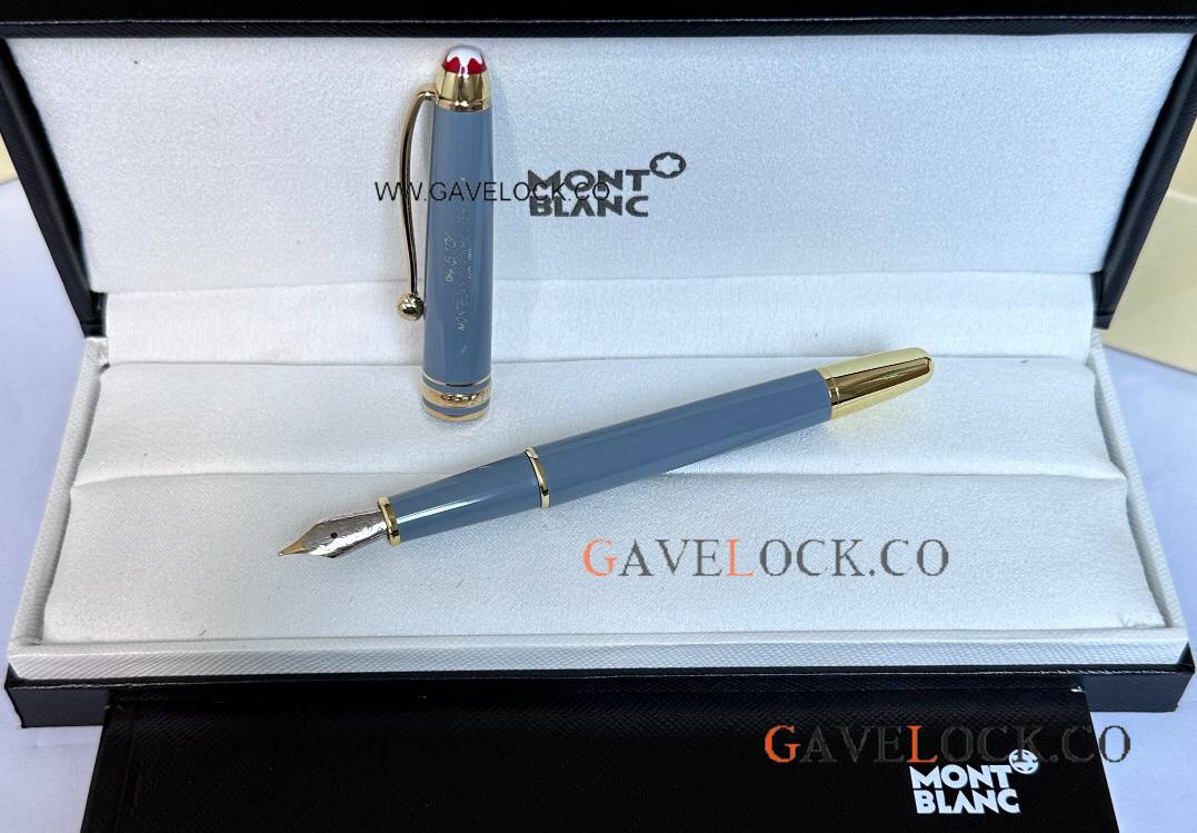 Copy Mont blanc 100 Yrs Meisterstuck Glacier Blue Fountain Slim Size Copy Mont blanc 100 Yrs Meisterstuck Glacier Blue Fountain Slim Size